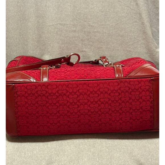 Coach Red Signature Gallery Tote Handbag Excellent Condition - Picture 7 of 13